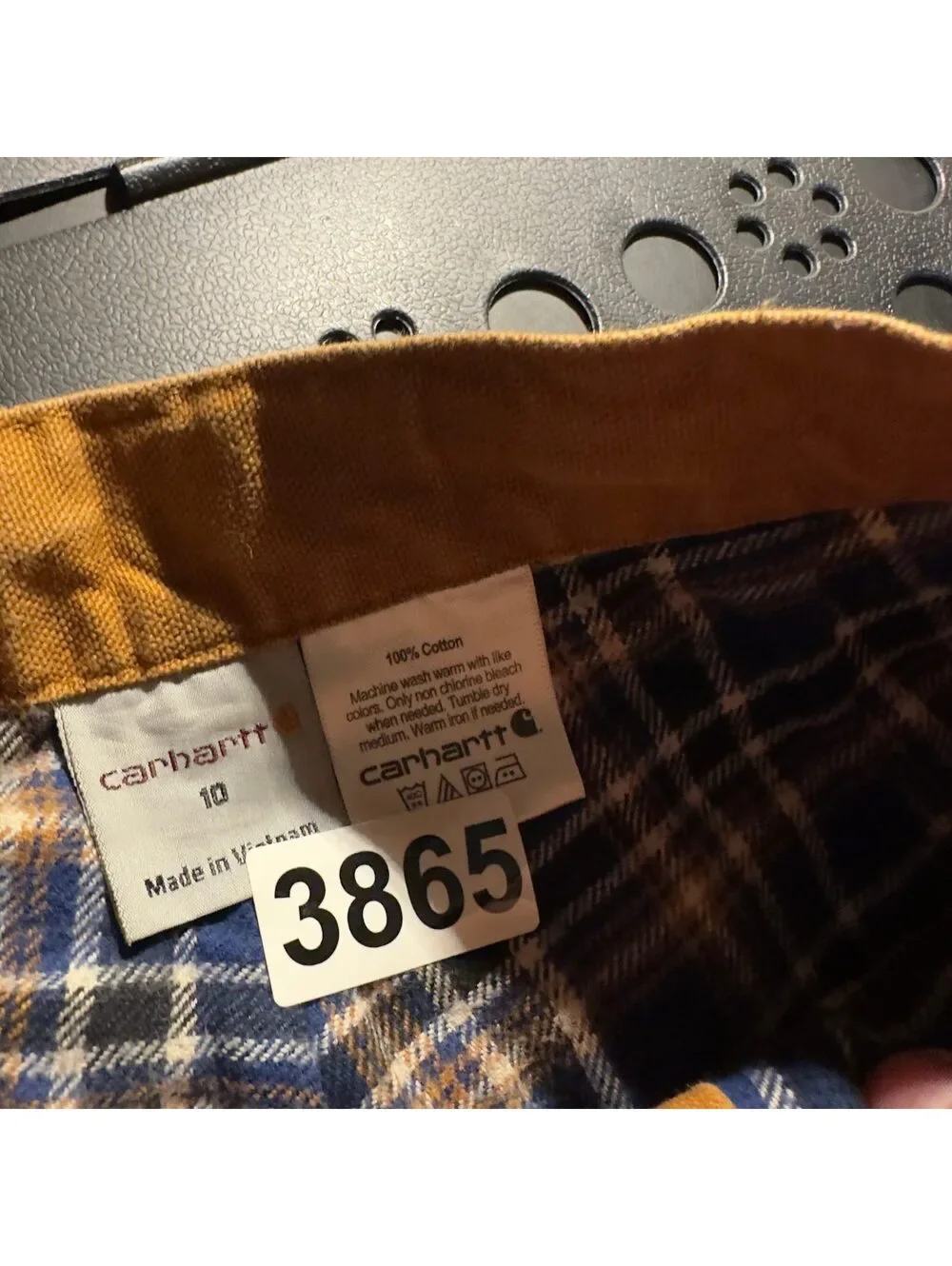 Carhartt Flannel Lined Pants Kids Size 10 Brown Baggy
